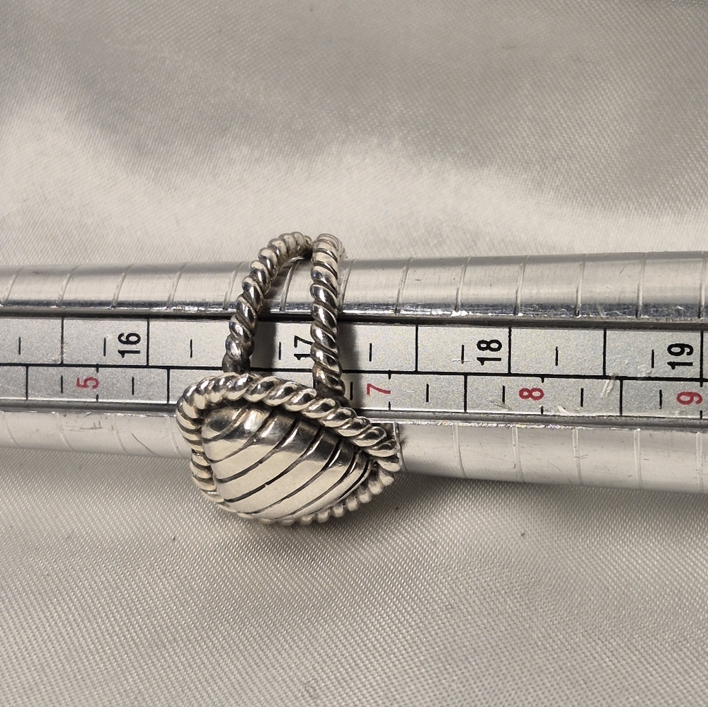 Twisted Rope STERLING Silver Heart Ring. CHUNKY Size 6.5 - Picture 4 of 8